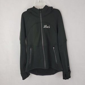 LULULEMON Womens 8 Fleece Flurry Jacket BLACK Full Zip Hooded Embroidered W4BF0S